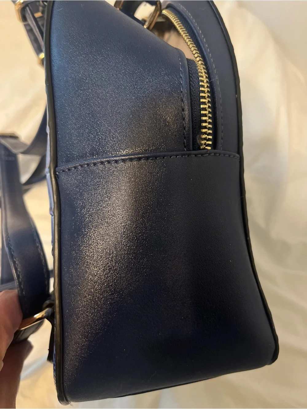 Blue Croc-Embossed Mini Backpack Bag